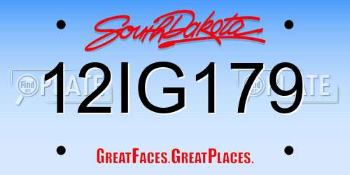 12IG179 South Dakota License Plate
