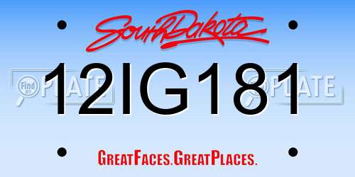 12IG181 South Dakota License Plate