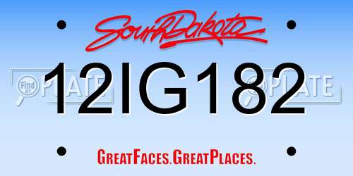 12IG182 South Dakota License Plate