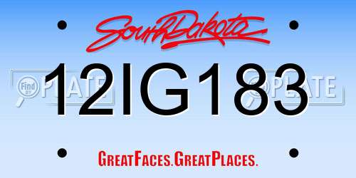 12IG183 South Dakota License Plate
