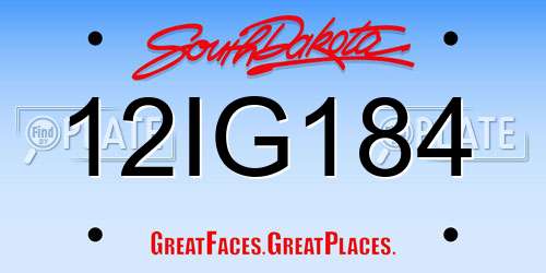 12IG184 South Dakota License Plate