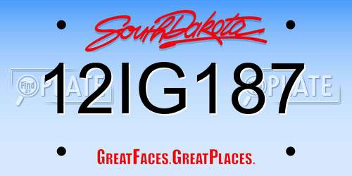 12IG187 South Dakota License Plate
