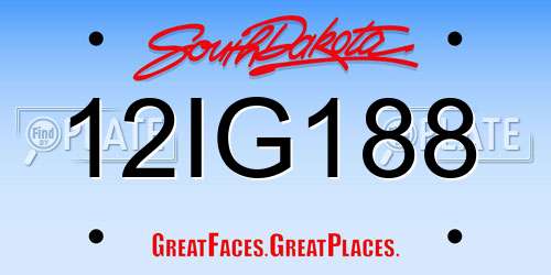 12IG188 South Dakota License Plate