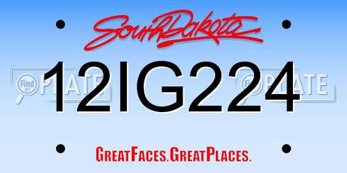 12IG224 South Dakota License Plate