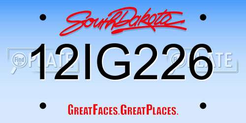 12IG226 South Dakota License Plate