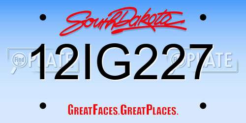 12IG227 South Dakota License Plate