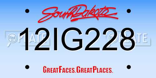 12IG228 South Dakota License Plate