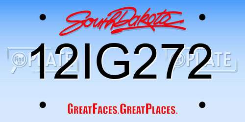 12IG272 South Dakota License Plate