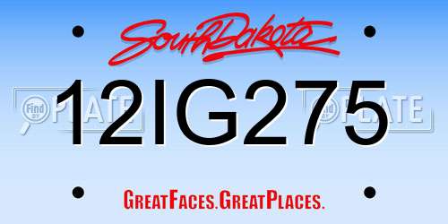 12IG275 South Dakota License Plate