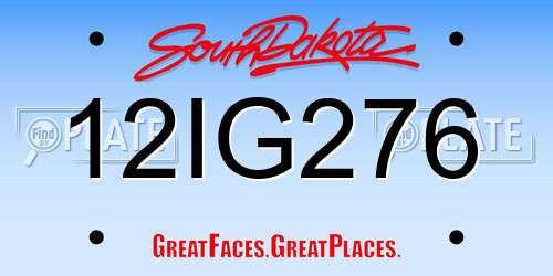 12IG276 South Dakota License Plate