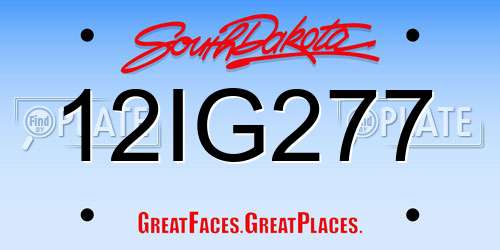 12IG277 South Dakota License Plate
