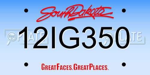 12IG350 South Dakota License Plate