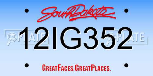 12IG352 South Dakota License Plate