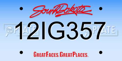 12IG357 South Dakota License Plate