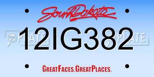 12IG382 South Dakota License Plate