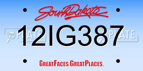 12IG387 South Dakota License Plate
