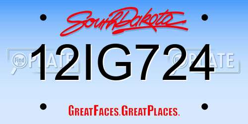 12IG724 South Dakota License Plate