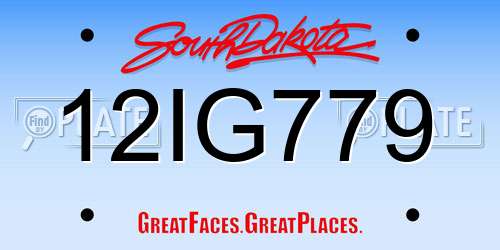 12IG779 South Dakota License Plate