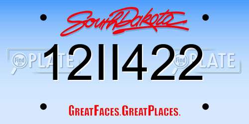 12II422 South Dakota License Plate