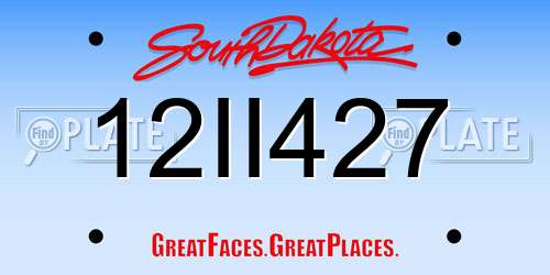 12II427 South Dakota License Plate