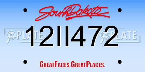 12II472 South Dakota License Plate