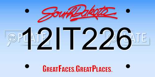 12IT226 South Dakota License Plate