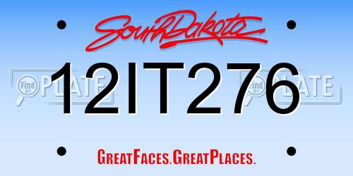 12IT276 South Dakota License Plate