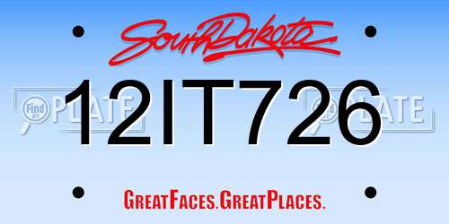 12IT726 South Dakota License Plate