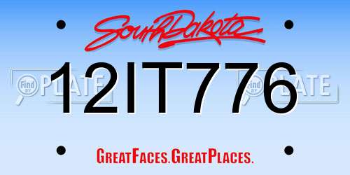 12IT776 South Dakota License Plate