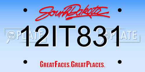 12IT831 South Dakota License Plate