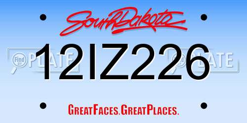 12IZ226 South Dakota License Plate