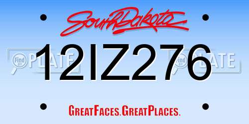 12IZ276 South Dakota License Plate