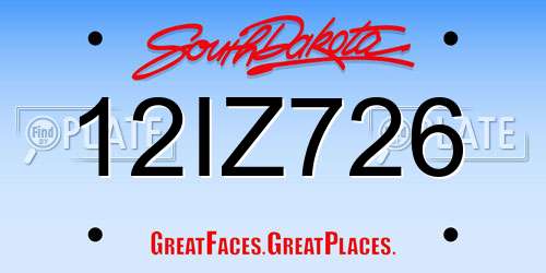 12IZ726 South Dakota License Plate