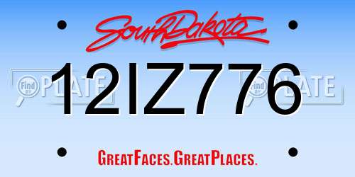 12IZ776 South Dakota License Plate