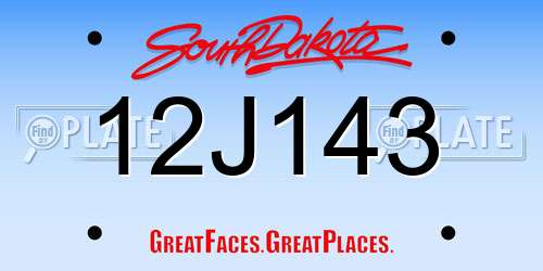 12J143 South Dakota License Plate