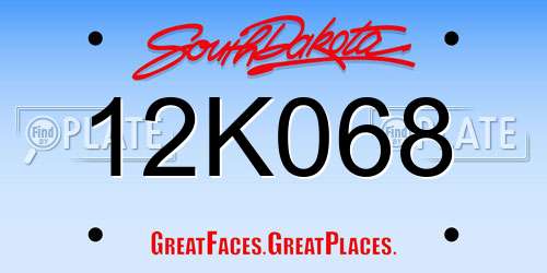 12K068 South Dakota License Plate