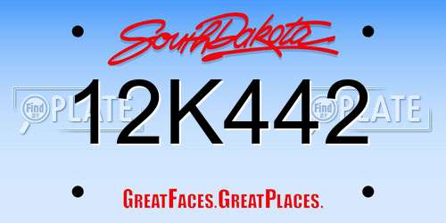 12K442 South Dakota License Plate