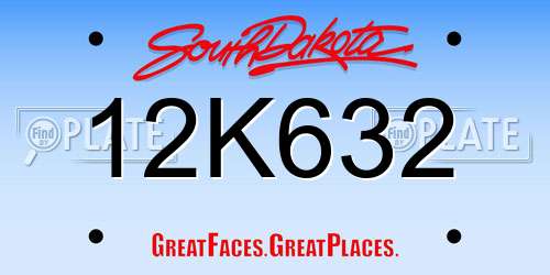 12K632 South Dakota License Plate