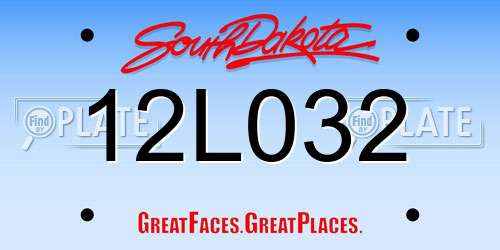 12L032 South Dakota License Plate