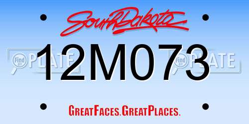 12M073 South Dakota License Plate