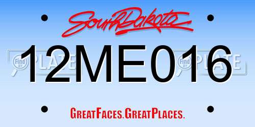 12ME016 South Dakota License Plate