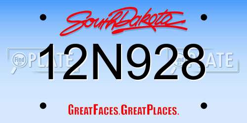 12N928 South Dakota License Plate