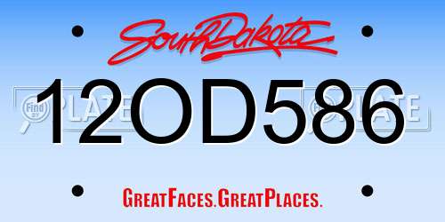 12OD586 South Dakota License Plate