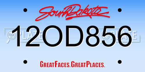 12OD856 South Dakota License Plate