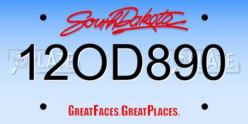 12OD890 South Dakota License Plate