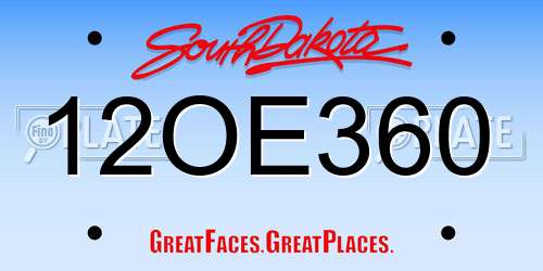 12OE360 South Dakota License Plate