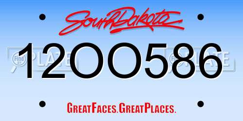 12OO586 South Dakota License Plate