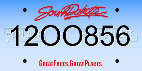 12OO856 South Dakota License Plate