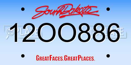 12OO886 South Dakota License Plate