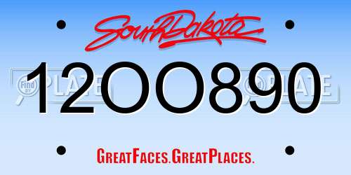 12OO890 South Dakota License Plate